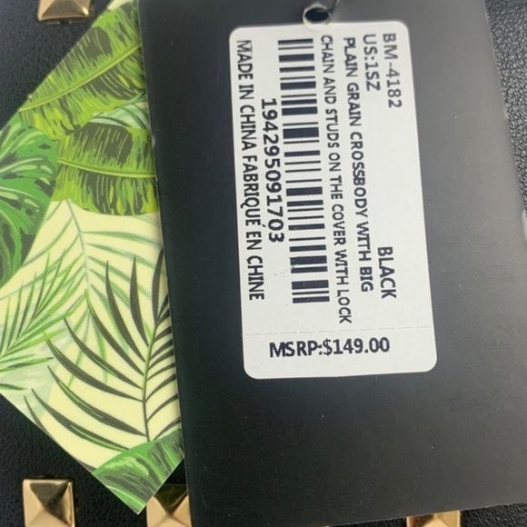 NEW Badgley Mischka Crossbody Shoulder Purse Vegan Classic Career Chain Detail - Picture 7 of 9